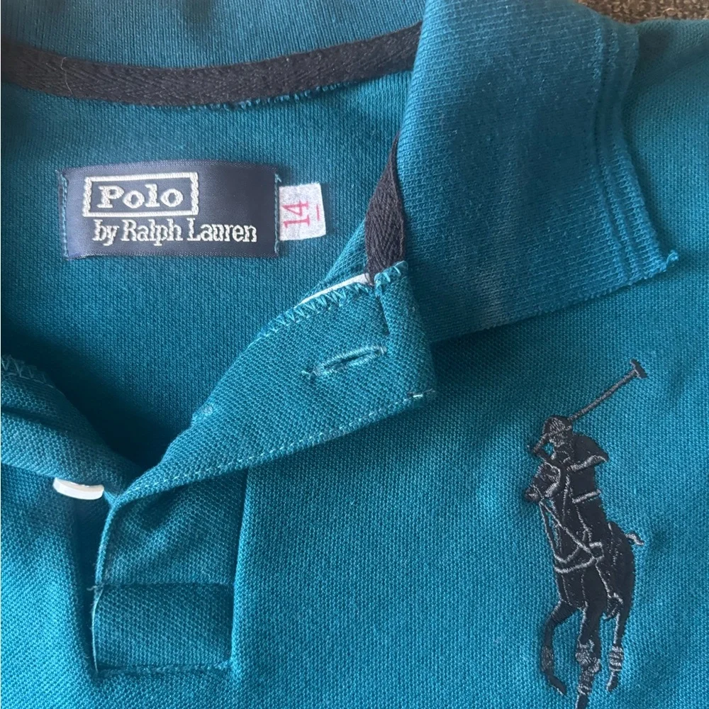 Ralph Lauren Boys Teal Blue Polo Shirt with Embroidered Pony